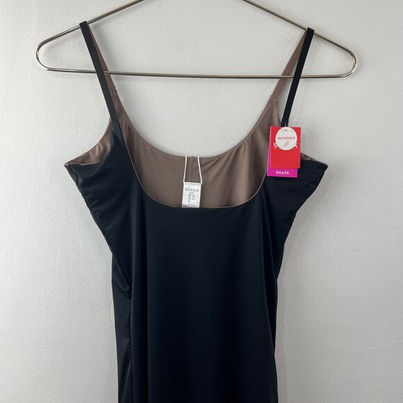 New SPANX 10048R Open Bust Reversible Mid Thigh Bodysuit Black / Taupe XL - Picture 5 of 9